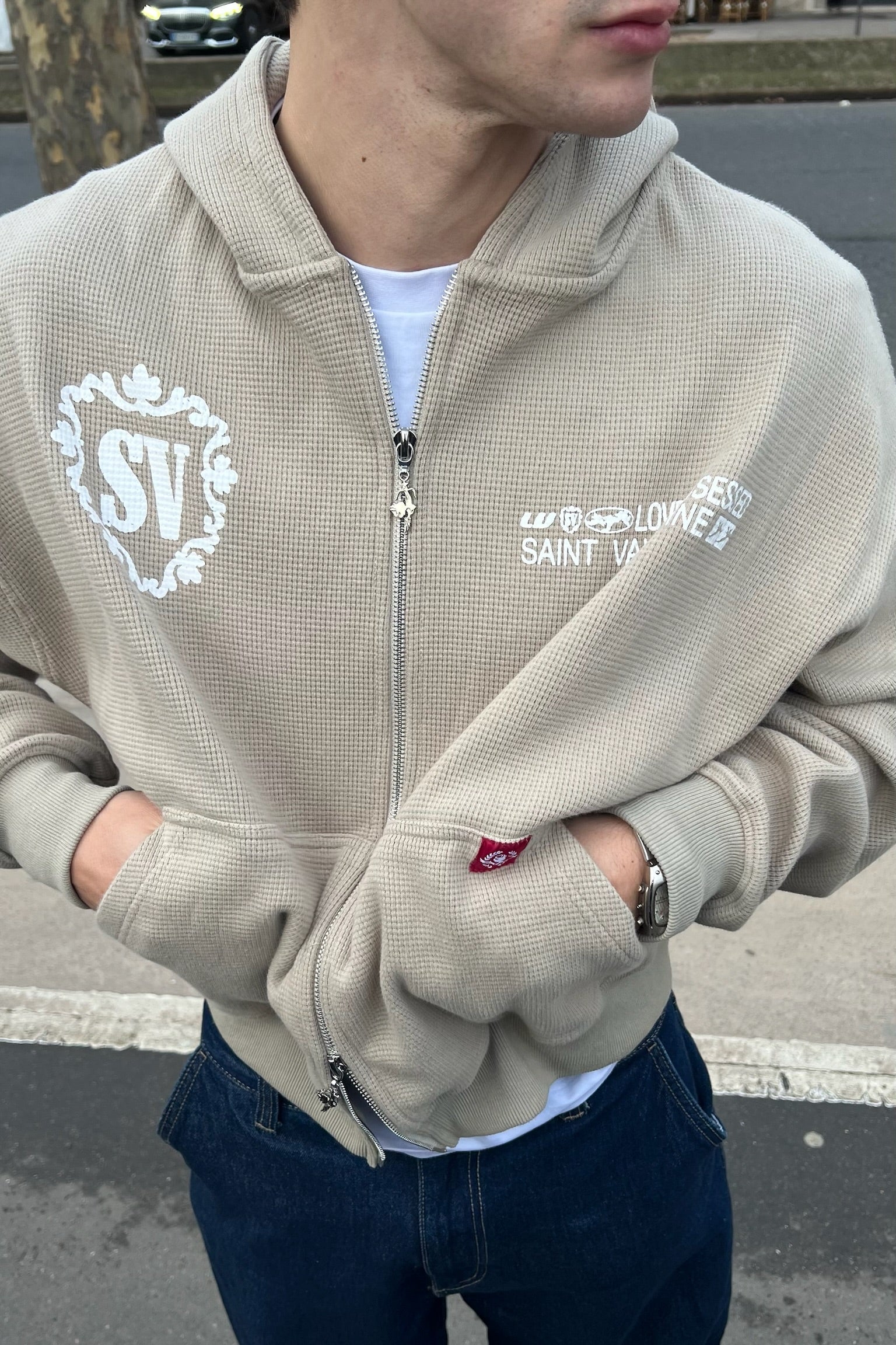 SAND WAFFLE DOUBLE ZIP